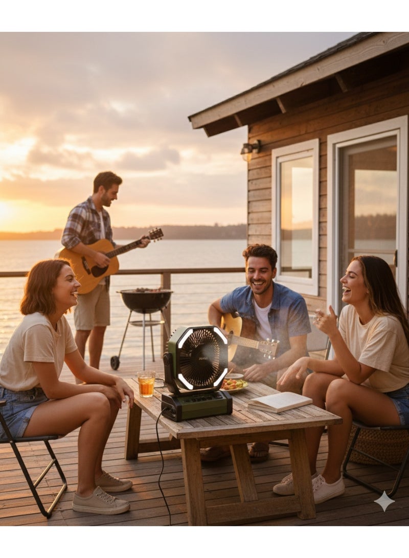 Flexy 8 Inch Rechargeable Fan, 10000mAh Battery, 30H Working, 60H LED, Remote Control, AC/DC, 3 Speeds, Oscillation, Overcharge Protection, USB Charging, 2-Year Warranty - Image 5